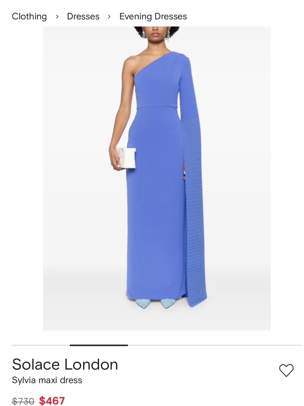 Solace London One-Shoulder Maxi Dress in Periwinkle Blue